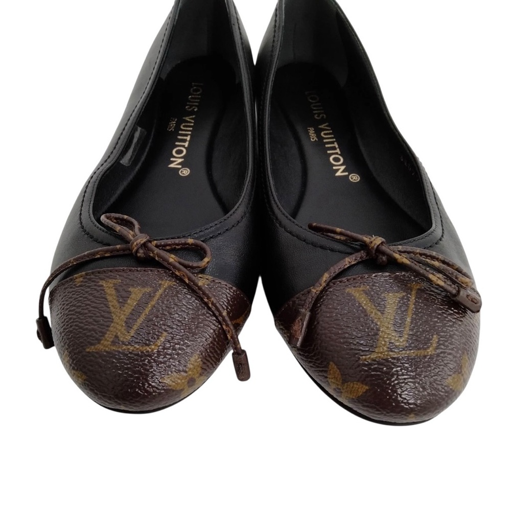 ✨🛍️ Louis Vuitton Popi Line Monogram and Black Leather Ballet Shoes - Picture 8 of 8